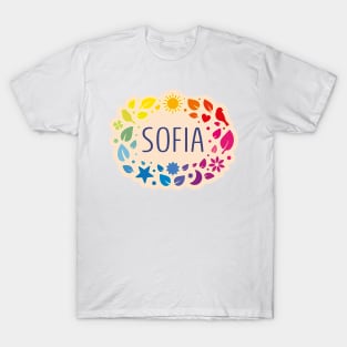 Sofia name with colorful leaves T-Shirt